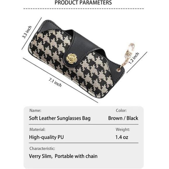 Soft Leather Sunglasses Bag Travel Sunglass Holder Eyeglass Case Brown or Black main image 6